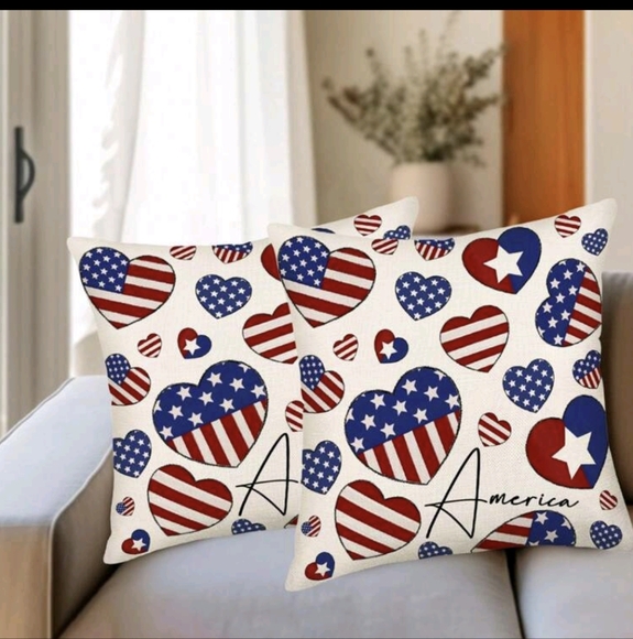 Throw Pillow cover 18 X 18 Patriotic Heart - Picture 4 of 7